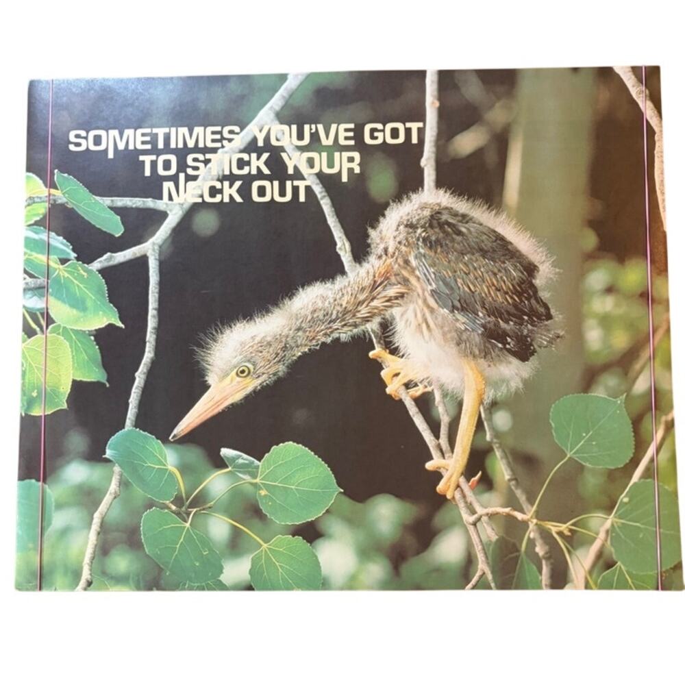 Vintage Heron Poster: "Stick Your Neck Out" 30"x24" Multi-color Wall Art Print